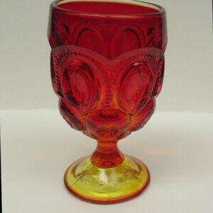 Smith Glass Amberina MOON and STARS 6 Inch 7 Ounce Water Goblet